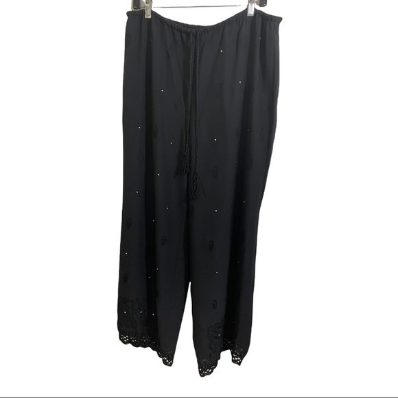 Soft surroundings lace elastic drawstring waist  with small rhinestone L… - Picture 2 of 7